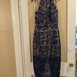 Elegant Navy Lace Dress